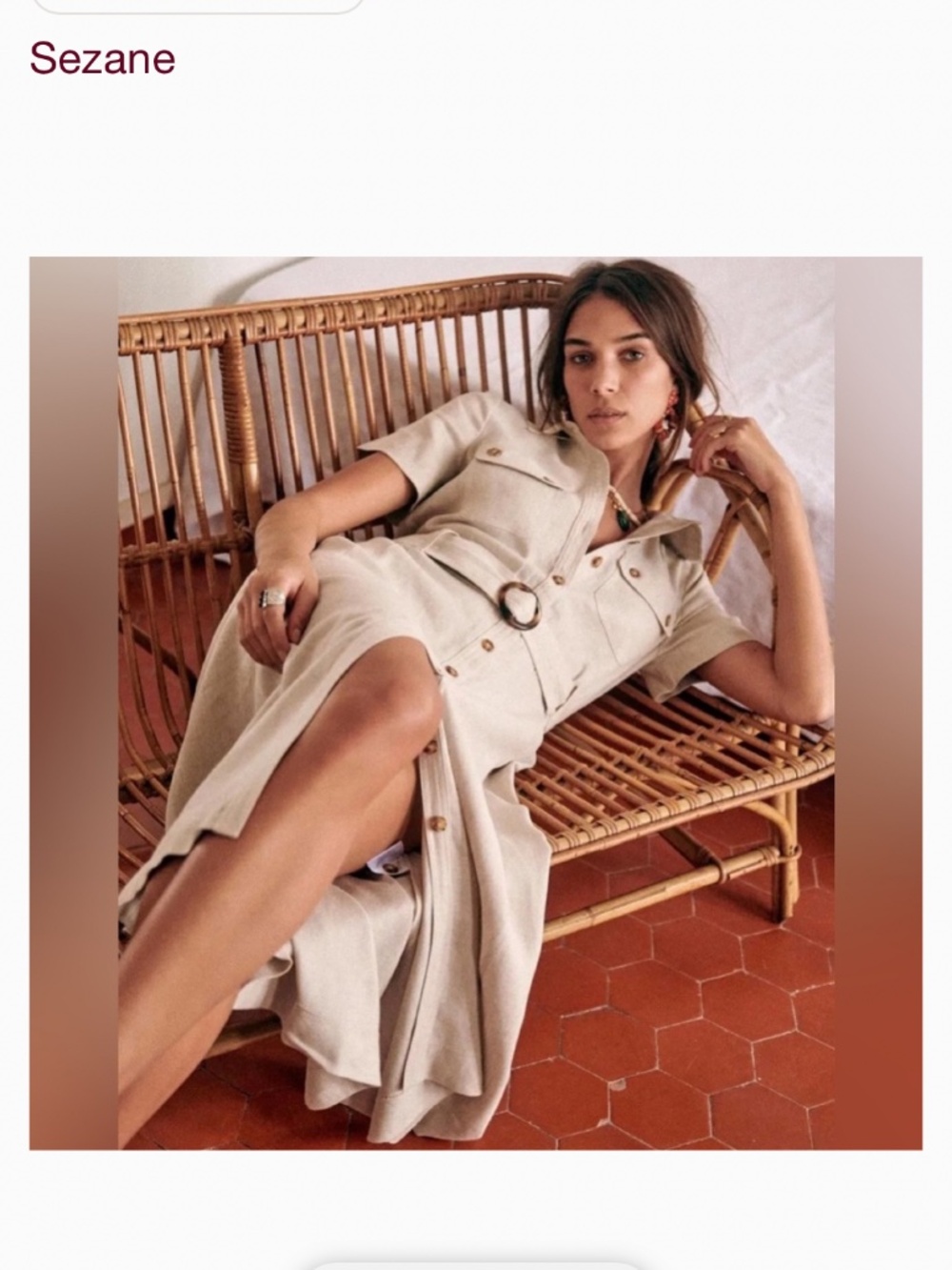 Sézane Raquel dress in ecru denim